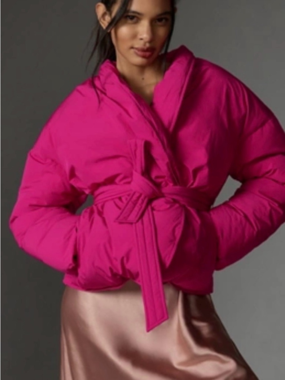 Maeve Belted Puffer Cocoon Jacket Size Small